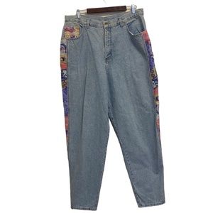 Vintage High Rise Jeans with Multicolor Patchwork